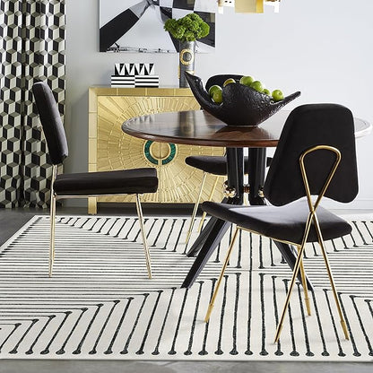 RUGGABLE x Jonathan Adler Machine Washable Modern Area Rug – Inkdrop Black & Ivory 5x7, Stain-Resistant, Non-Slip – Medium Rugs for Living Room, Bedroom, Hallway, Entryway & Office–with Cushioned Pad