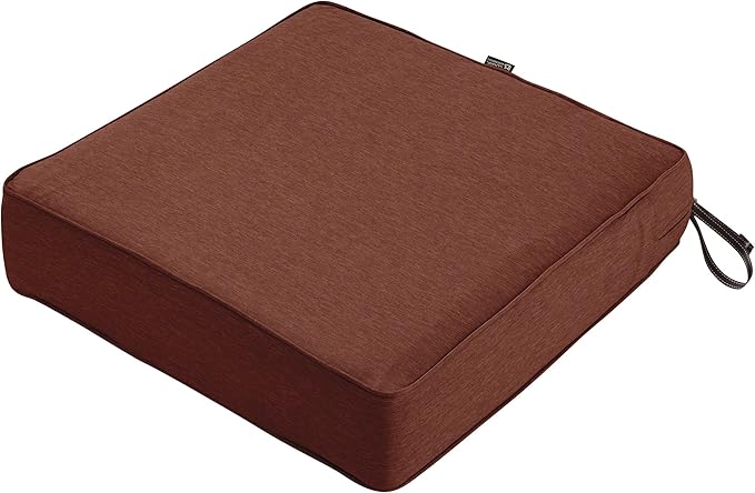 Classic Accessories Montlake FadeSafe Water-Resistant 23 x 23 x 5 Inch Outdoor Seat Cushion, Outdoor Chair Cushion, Heather Henna Red, Outdoor Chair Cushions, Patio Chair Cushions, Patio Cushions