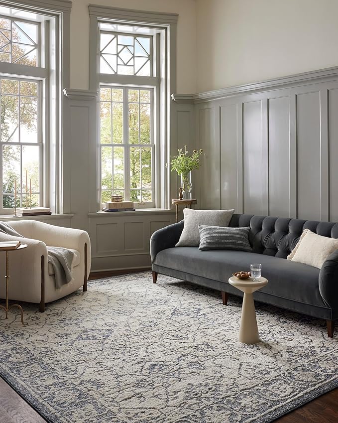 Loloi Magnolia Home by Joanna Gaines Gigi Collection GIG-02 Ivory/Blue 4'-0" x 6'-0" Accent Rug
