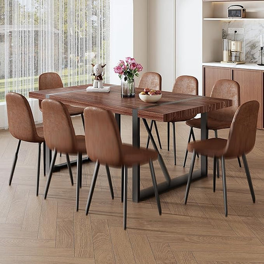 9 Piece Dining Table Set，Dining Room Table Set for 8，71'' Kitchen Table and Modern Chairs Set of 8，8 Chair Dining Table Set for Kitchen Dining Room