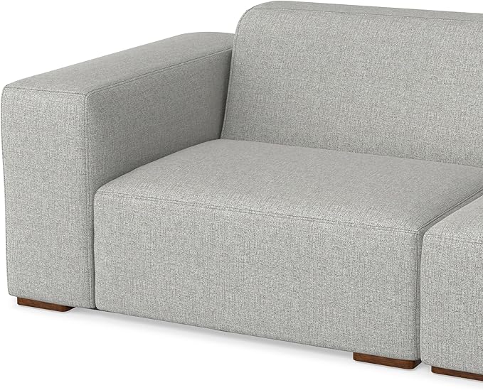 SIMPLIHOME Rex 3-Seater Modular Sofa in 100% Recycled Polyester Tightly Woven Performance Fabric, Pale Grey, 122-inches Wide, Handcrafted Modern-Style Couch for Living Room and Family Room