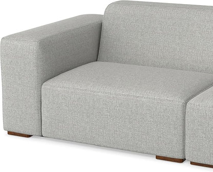 SIMPLIHOME Rex 3-Seater Modular Sofa in 100% Recycled Polyester Tightly Woven Performance Fabric, Pale Grey, 122-inches Wide, Handcrafted Modern-Style Couch for Living Room and Family Room