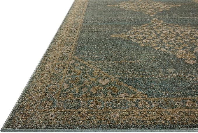 Loloi Magnolia Home by Joanna Gaines Mona Collection MOA-04 Aqua/Wheat 8'-10" x 12' Area Rug