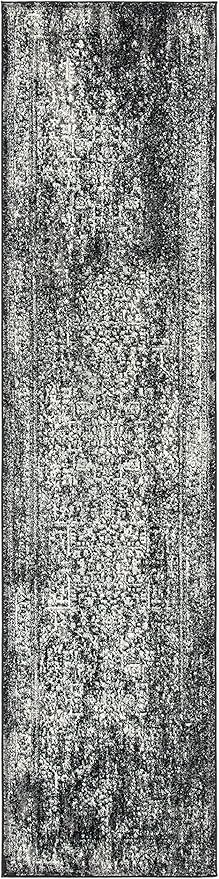 SAFAVIEH Evoke Collection 2'2" x 13' Black / Grey EVK256R Oriental Distressed Non-Shedding Living Room Bedroom Runner Rug