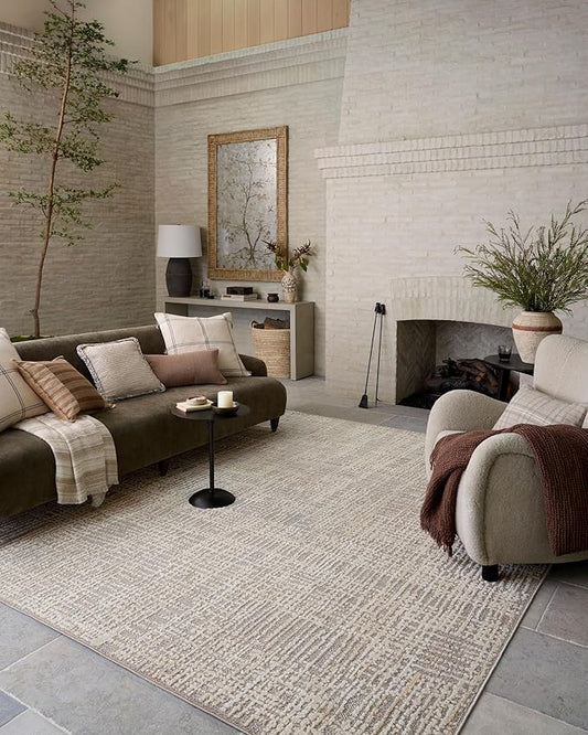 Loloi Amber Lewis Bexley Collection BEX-07 Natural/Dove 2'-7" x 4' Accent Rug Neutral, Textured, Living, Bedroom, Dining, Carpet