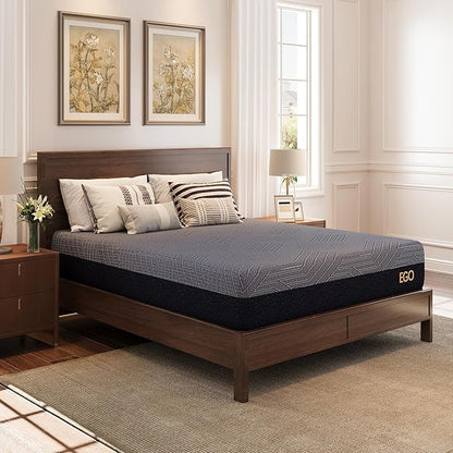 MLILY EGOHOME 10 Inch Twin XL Mattress, Copper Gel Cooling Memory Foam Mattress for Back Pain Relief,Therapeutic Single Mattress Bed in a Box, Made in USA, CertiPUR-US Certified, 38x80x10 Black