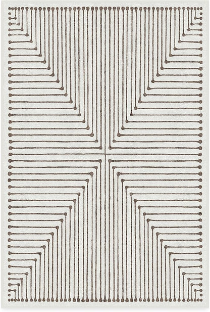 RUGGABLE x Jonathan Adler Machine Washable Modern Area Rug – Inkdrop Camel & Ivory 4x6, Stain-Resistant, Non-Slip – Medium Rugs for Living Room, Bedroom, Hallway, Entryway & Office–with Cushioned Pad