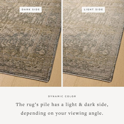 Loloi Magnolia Home by Joanna Gaines Junie Collection JUE-02 Moss/Natural 2'-0" x 3'-0", .38" Pile Height, Accent Rug