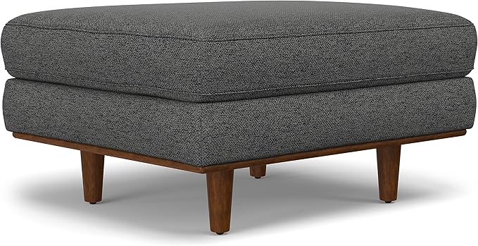 SIMPLIHOME Morrison Mid-Century Modern 89 inch Wide Sofa with Ottoman Set in Charcoal Grey Tightly Woven Performance Fabric for the Living Room and Family Room