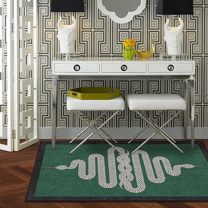 RUGGABLE x Jonathan Adler Washable Modern Area Rug – Venom Emerald 4x6, Stain-Resistant, Non-Slip – Medium Machine Washable Rugs for Living Room, Bedroom, Hallway, Entryway & Office–with Standard Pad