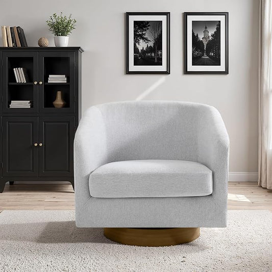 Lumibee Swivel Accent Chair, Chenille Fabric Swivel Barrel Chair for Living Room, Modern Comfy Upholstered Round Armchair Single Sofa Chair for Bedroom, Club-Bright Gray
