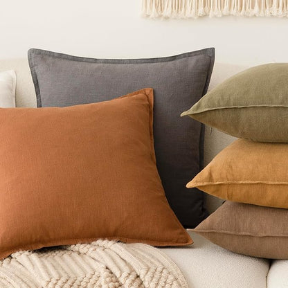 Foindtower Pack of 2, Decorative Linen Soild Throw Pillow Covers Soft Accent Lumbar Cushion Case Boho Farmhouse Pillowcase for Chair Couch Sofa Bedroom Living Room Home Decor 12 x 20 Inch Grey