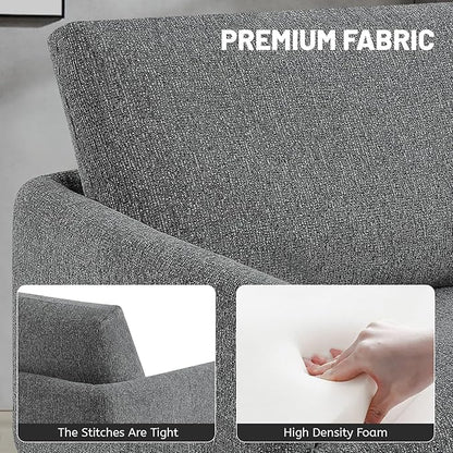 Oversized Accent Chair for Living Room Chairs Reading Arm Chair Comfy Modern Single Sofa Side Chairs with Metal Legs & Soft Cushion for Bedroom, Waiting Room (Chenille Dark Grey, Set of 2)