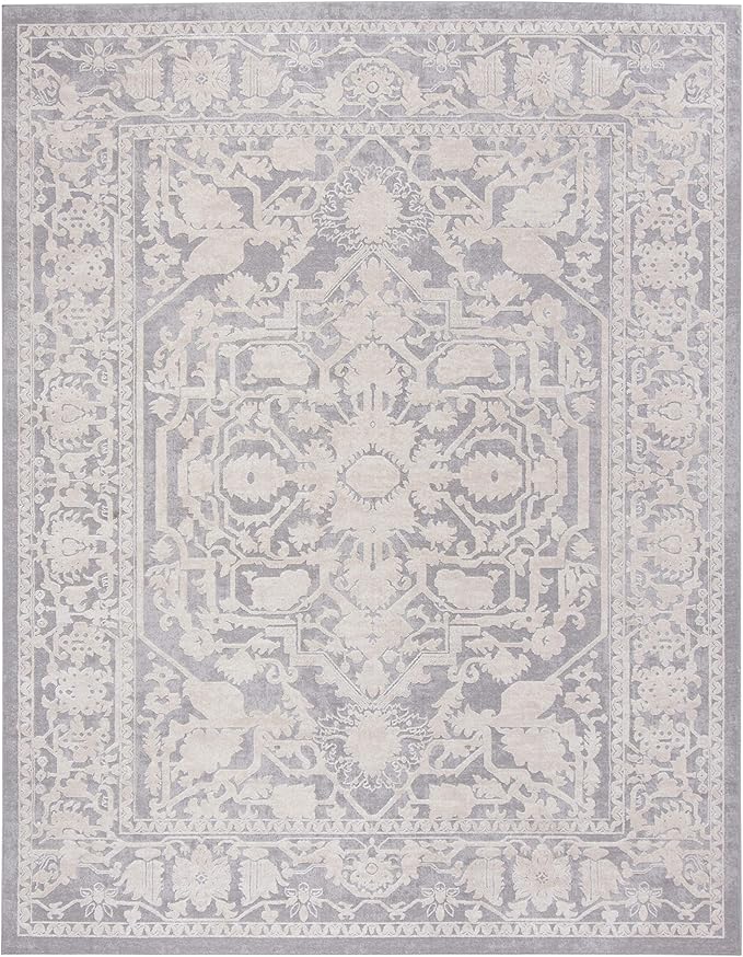 SAFAVIEH Area Rug 6x9 - Reflection Collection - Light Grey & Cream, Non-Shedding & Easy Cleaning, Ideal for Foyer, Living Room, Bedroom (RFT665C)
