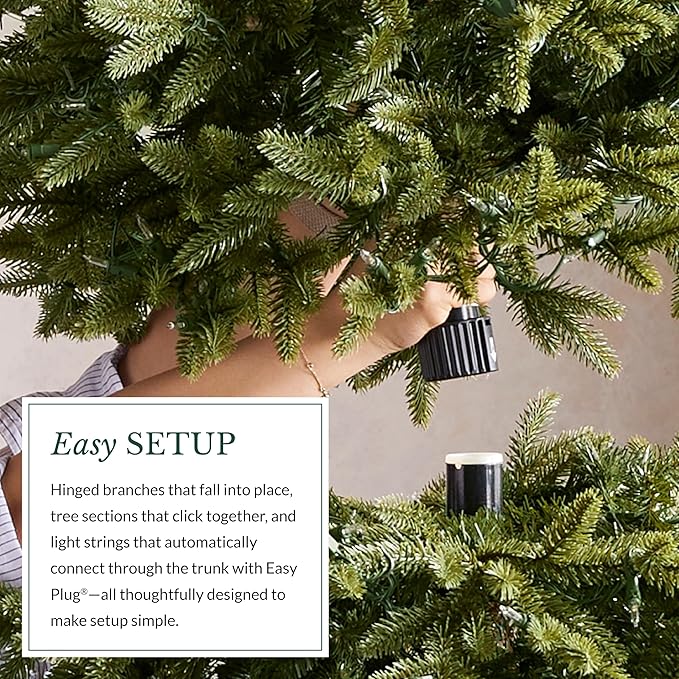 Balsam Hill 9ft Pre-Lit Classic Blue Spruce - Artificial Christmas Tree with 1500 Clear Incandescent Lights, Easy Plug Technology, Premium Stand for Indoor Holiday Decorating