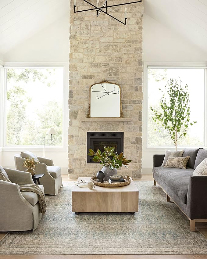 Loloi Angela Rose Aubrey Collection AUB-03 Jade/Natural 5'-0" x 7'-0", .19" Pile Height, Area Rug