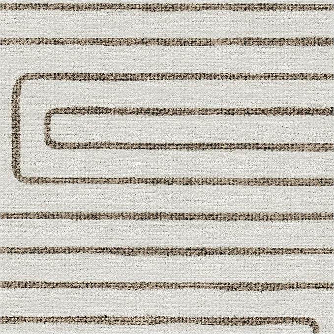 RUGGABLE x Jonathan Adler Machine Washable Modern Area Rug – Labyrinth Camel/Ivory 5x7, Stain-Resistant, Non-Slip – Medium Rugs for Living Room, Bedroom, Hallway, Entryway & Office–with Cushioned Pad