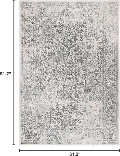 SAFAVIEH Evoke Collection 5'1" x 7'6" Ivory/Grey EVK256F Oriental Distressed Non-Shedding Living Room Bedroom Area Rug