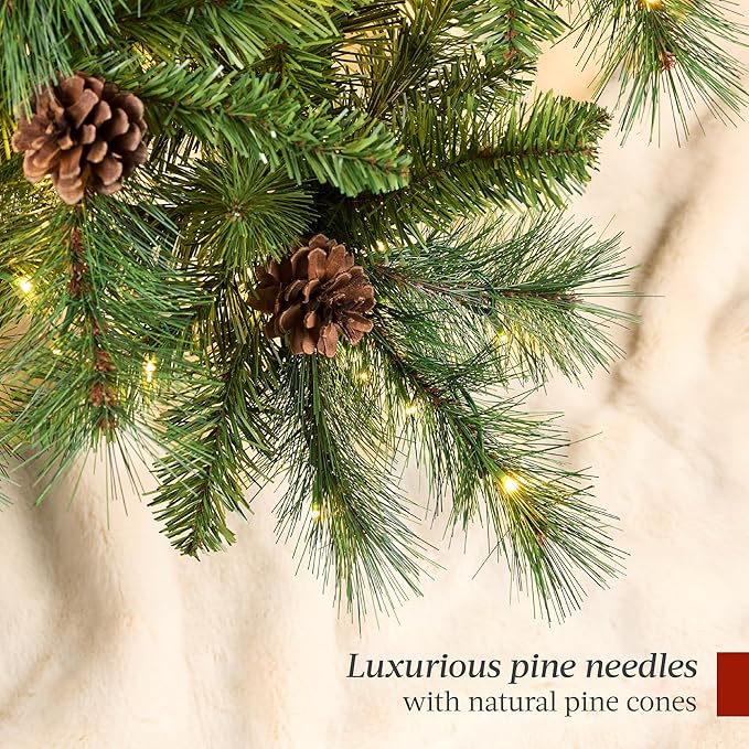Best Choice Products Full Scotch Pine Christmas Tree, 9ft Pre-Lit Holiday Decor w/ 2,000 Twinkling Micro LED Lights, 2-in-1 White & Multicolor