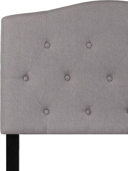 BizChair Arched Button Tufted Twin Size Headboard in Light Gray Fabric