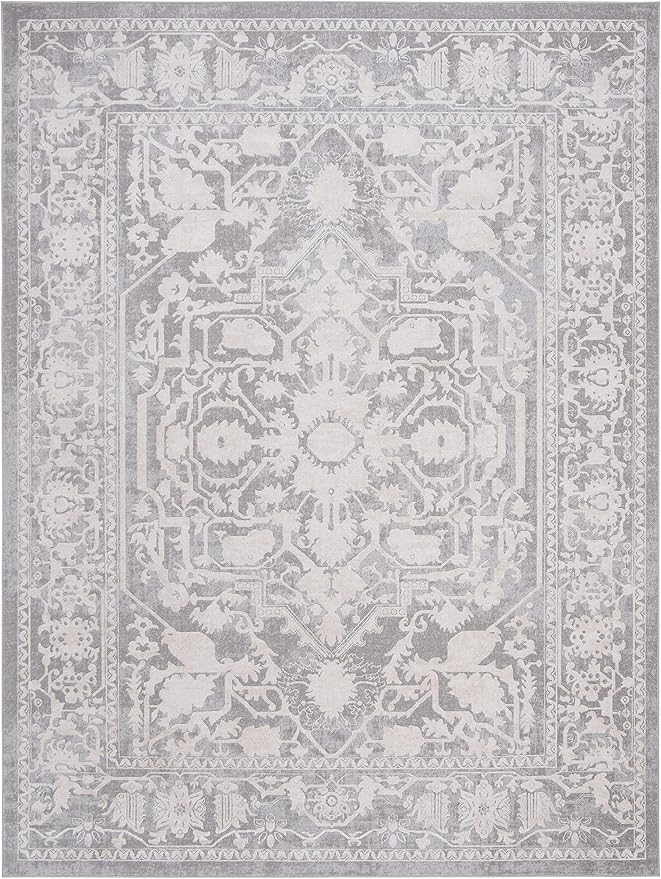 SAFAVIEH Area Rug 10x14 - Reflection Collection - Large - Light Grey & Cream, Non-Shedding & Easy Cleaning, Ideal for Living Room, Bedroom (RFT665C)