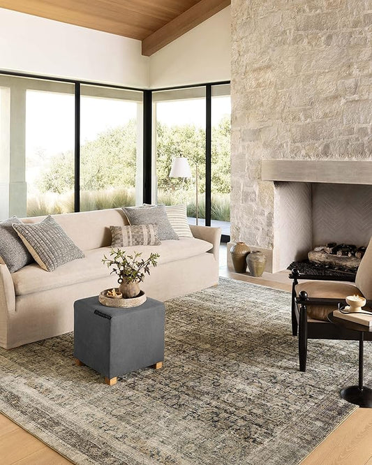 Loloi Amber Lewis Morgan Collection MOG-02 Navy/Sand 2'-0" x 5'-0" Accent Rug, Neutral Area Rug for Room Décor, Vintage Rug Inspired, Soft Area Rug for Living Room, Bedroom, Dining Area