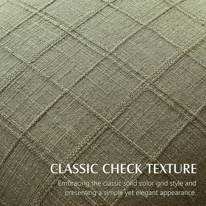 Foindtower Set of 2 Decorative Linen Check Throw Pillow Covers Neutral Farmhouse Vintage Cushion Covers Modern Boho Home Decor for Sofa Chair Couch Bedroom Living Room,16×16 Inch,Sage Green