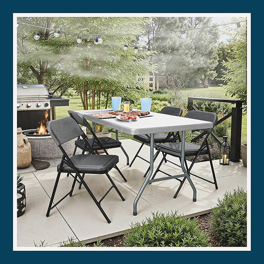 OEF Furnishings OEF800 Series Premium Heavy-Duty Plastic Folding Chairs, Lightweight, Durable Seating for Indoor and Outdoor Use, 500 lb Capacity (4-Pack, Gray Plastic with Black Frame)