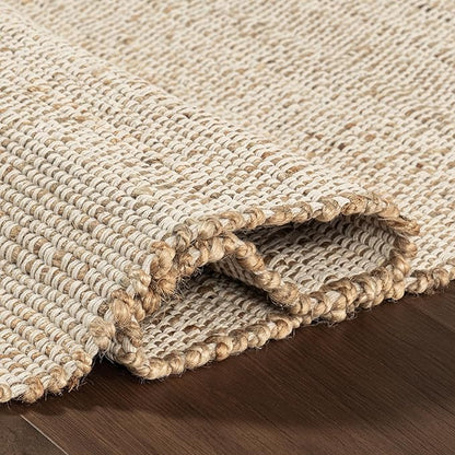 nuLOOM 9x12 Elfriede Jute & Cotton Hand Woven Area Rug, Natural, Solid Rustic Farmhouse Style, Weaved Design, Natural Fiber, For Bedroom, Living Room, Dining Room, Hallway, Office, Entryway