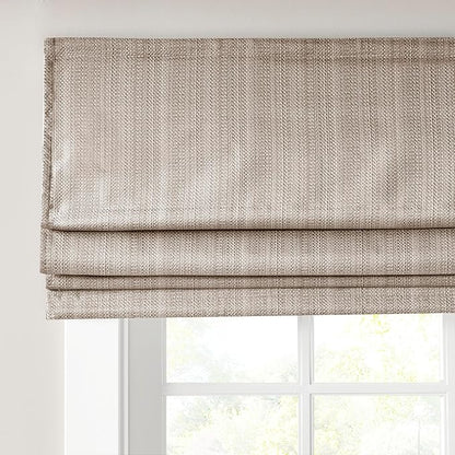 Madison Park Galen Cordless Roman Shade, 29"W x 64"H, Sheen Taupe – Room Darkening, Thermal Insulated, Energy Efficient Window Blind with Subtle Sheen Basketweave Fabric for Privacy