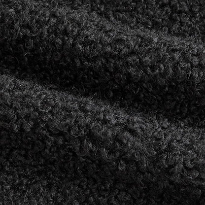Pack of 2 Curly Teddy Wool Faux Fur Throw Pillow Covers Fuzzy Accent Soft Sherpa Pillowcases Sheepskin Fleece Decorative Cushion Case for Sofa Couch Living Room 20x20 Inch Black