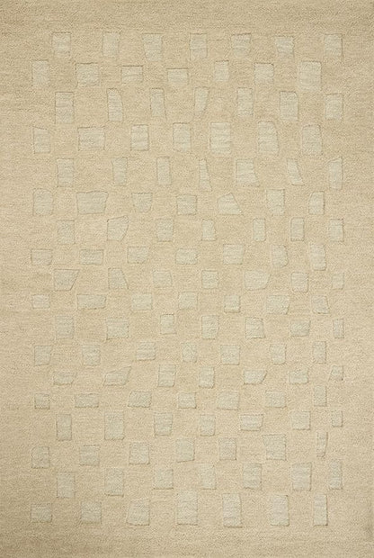 Loloi Leanne Ford Craven Collection CVN-04 Oatmeal/Dove 8'-6" x 11'-6" Area Rug Checkered, Patterned, Neutral, Living Room, Bedroom, Dining Room