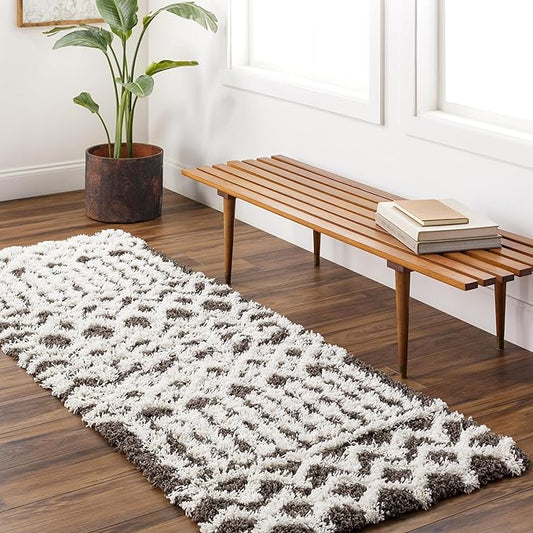 Livabliss Hapsburg Moroccan Shag Runner Area Rug, 2'7" x 7'3" , Dark Brown