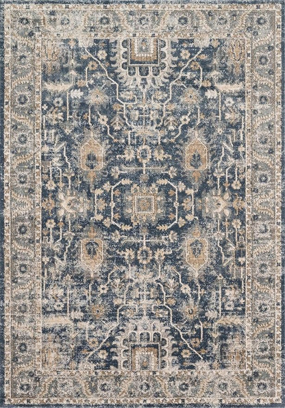 Loloi Teagan Collection TEA-03 Denim/Pebble 6'-7" x 9'-2" Area Rug, Large, Soft Neutral Rug, High-Traffic for Living Room, Bedroom, Home Office, Dining Area