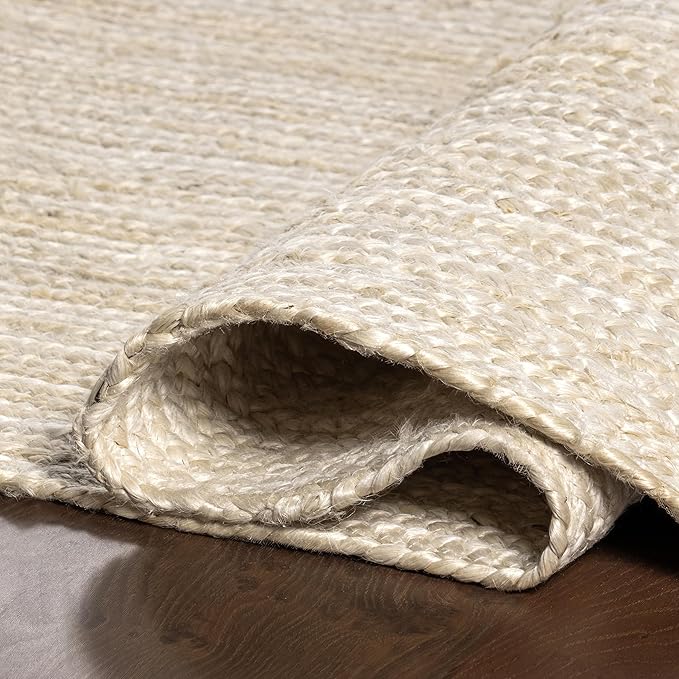 nuLOOM 2x14 Rigo Jute Hand Woven Area Rug, Off White, Solid Farmhouse Design, Natural Fiber, For Bedroom, Living Room, Dining Room, Hallway, Office, Kitchen, Entryway