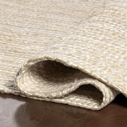 nuLOOM 2x14 Rigo Jute Hand Woven Area Rug, Off White, Solid Farmhouse Design, Natural Fiber, For Bedroom, Living Room, Dining Room, Hallway, Office, Kitchen, Entryway