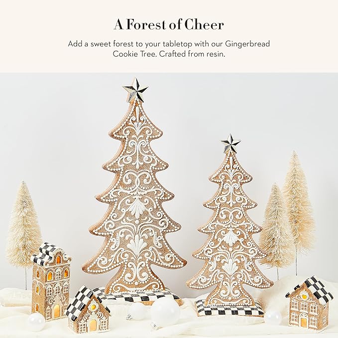 MACKENZIE-CHILDS Gingerbread Cookie Tabletop Christmas Tree, Gingerbread Christmas Decor, Large
