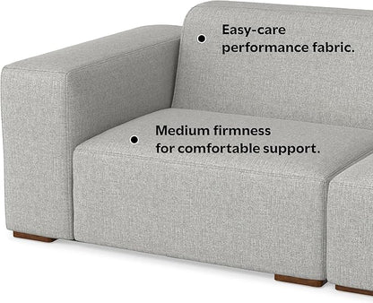 SIMPLIHOME Rex 3-Seater Modular Sofa in 100% Recycled Polyester Tightly Woven Performance Fabric, Pale Grey, 122-inches Wide, Handcrafted Modern-Style Couch for Living Room and Family Room