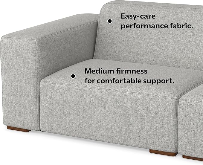 SIMPLIHOME Rex Right-Facing Modular Sectional Sofa in 100% Recycled Polyester Tightly Woven Performance Fabric, Pale Grey, 102-inches Wide, 4-Seater L-Shaped Couch with Right Chaise for Living Room