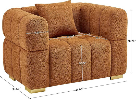 VANOMi Oversized Accent Chairs Set of 2, Boucle Arm Chair with Deep Seat, Oversized Comfy Reading Chair for Living Room, Bedroom, Office, Apartment，Curry (2 Piece)