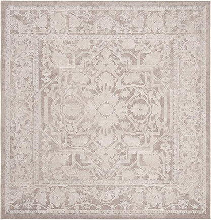SAFAVIEH Area Rug 8' Square - Reflection Collection - Large - Beige & Cream, Non-Shedding & Easy Cleaning, Ideal for Living Room, Bedroom, Dining Space (RFT665A)