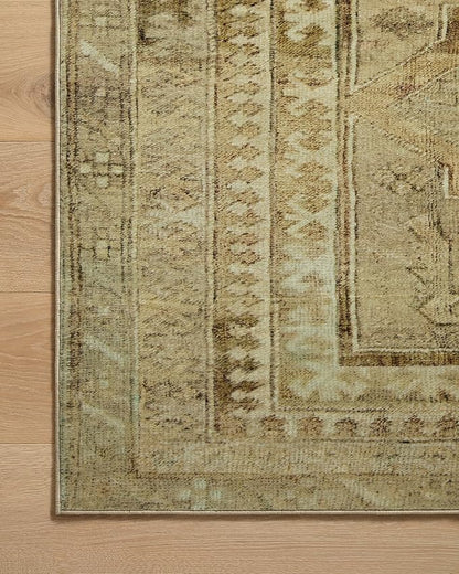 Loloi Magnolia Home by Joanna Gaines Sinclair Collection SIN-02 Khaki/Tobacco 8'-6" x 11'-6", .25" Pile Height, Machine Washable, Area Rug