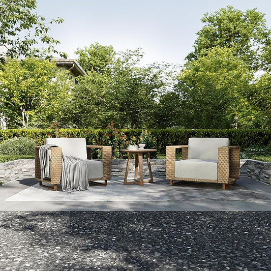HERA'S HOUSE 2 Pieces Patio Furniture Set, Outdoor Rattan Wicker Armchairs Set of 2, All Weather Patio Conversation Set with 5.3" Widened Armrest, 10" Ultra Thick Comfy Sponge Cushion, Backyard Couch