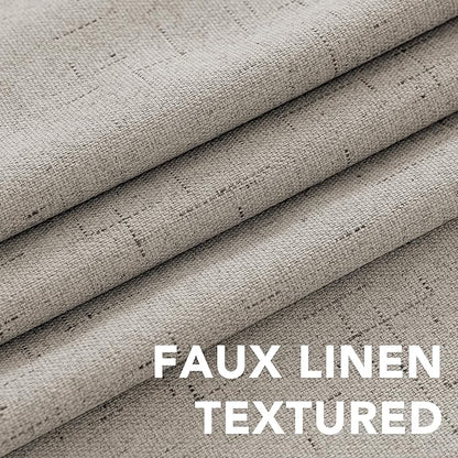 H.VERSAILTEX Blackout Drapes Linen Blackout Curtains 84 inch Length 2 Panels Set, 100% Blackout Thermal Insulated Textured Curtain Anti-Rust Grommet Curtains with White Liner, Stone