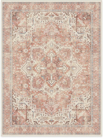 RUGGABLE Washable Area Rug – Kamran Rose Pink 9x12, Stain-Resistant, Non-Slip – Large Machine Washable Rugs for Living Room, Bedroom, Hallway, Entryway & Office–with Cushioned Pad