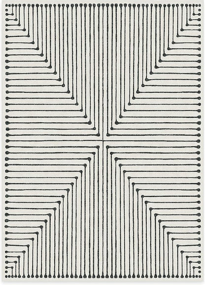 RUGGABLE x Jonathan Adler Machine Washable Modern Area Rug – Inkdrop Black & Ivory 5x7, Stain-Resistant, Non-Slip – Medium Rugs for Living Room, Bedroom, Hallway, Entryway & Office–with Cushioned Pad
