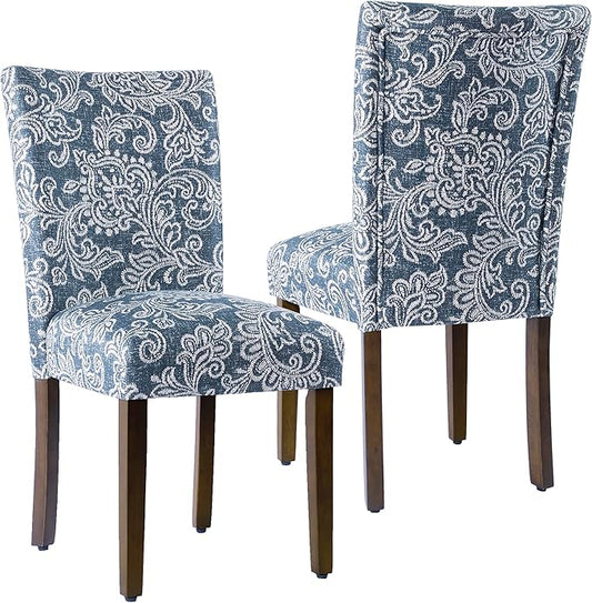 HomePop Classic Parsons Dining Chair -Denim Jacobean Print (Set of 2)