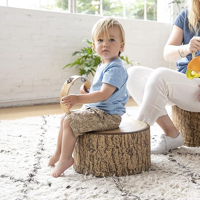 ECR4Kids SoftZone Tree Stump Stool Set, Flexible Seating, Chocolate, 3-Piece