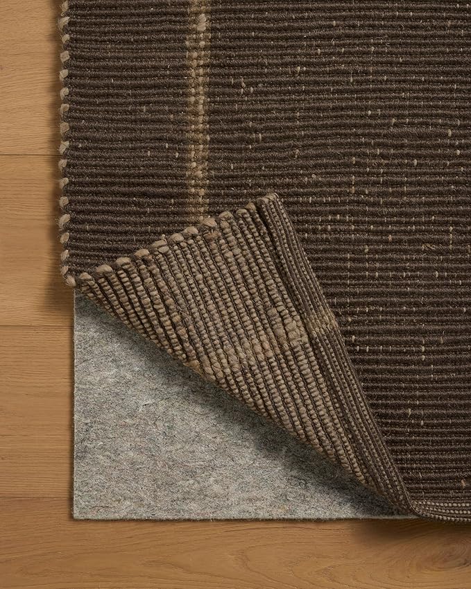 Loloi Leanne Ford Weatherstaff Collection WTS-01 Espresso/Natural 7'-9" x 9'-9" Area Rug Jute, Striped, Neutral, Living Room, Bedroom, Dining Room