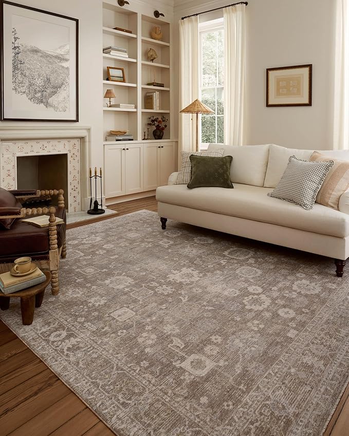 Loloi Chris Loves Julia Louisa Collection LOI-03 Taupe/Ivory 2'-7" x 8'-0", .38" Pile Height, Runner Rug